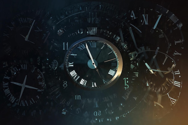 Warping Time Clock Face Illustration