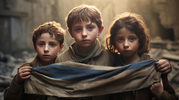 Warravaged kids hold Israel flags Heavy dependence