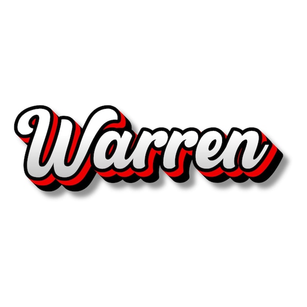 Photo warren text 3d silver red black white background photo jpg