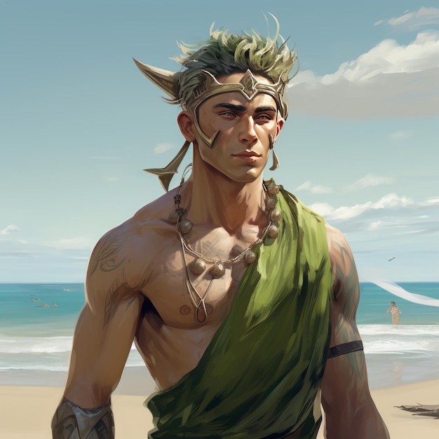 Warrior by the Waves The Muscular Elf Ablaze in Beach Attire