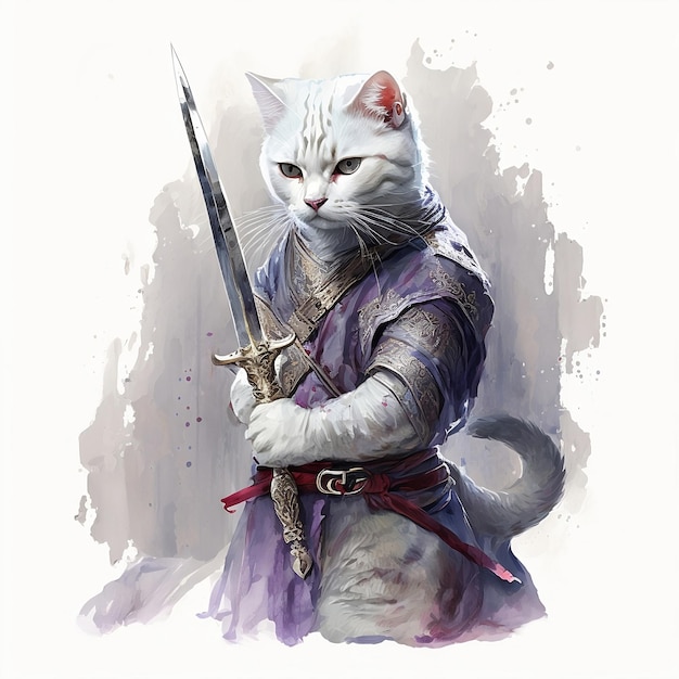 Warrior cat with a sword.