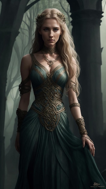 A warrior elven armor woman Photo Ai Generated