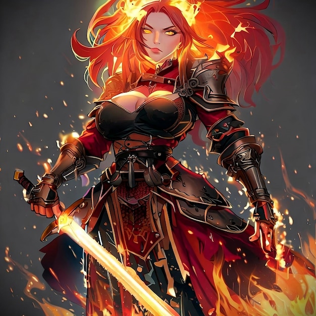 Photo warrior girl of the fire sword