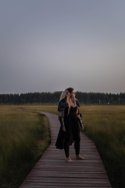 Warrior girl in nature