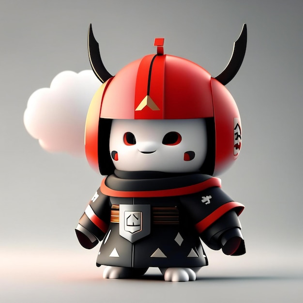 Warrior-mascotte in rode, zwarte en witte kleuren Generatieve AI Generatieve AI
