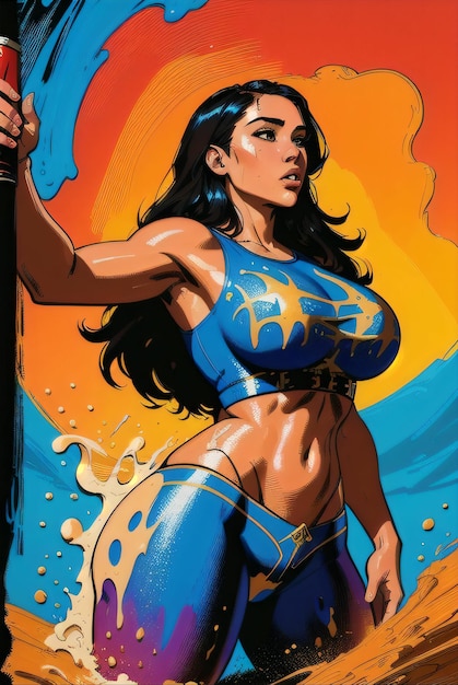 Warrior princess illustration in comic book style