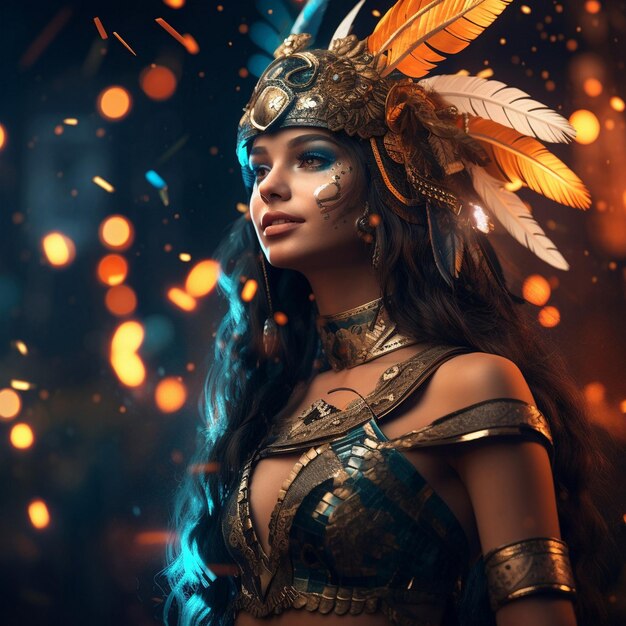 warrior or a royal women wear carnival festive celebration AI generated