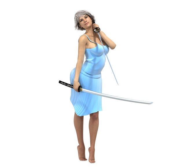 warrior woman character 3D rendering illustration