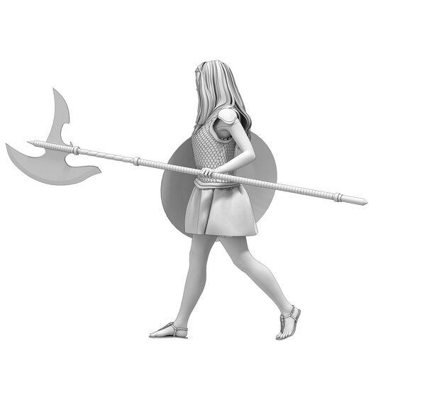 warrior woman character 3D rendering illustration