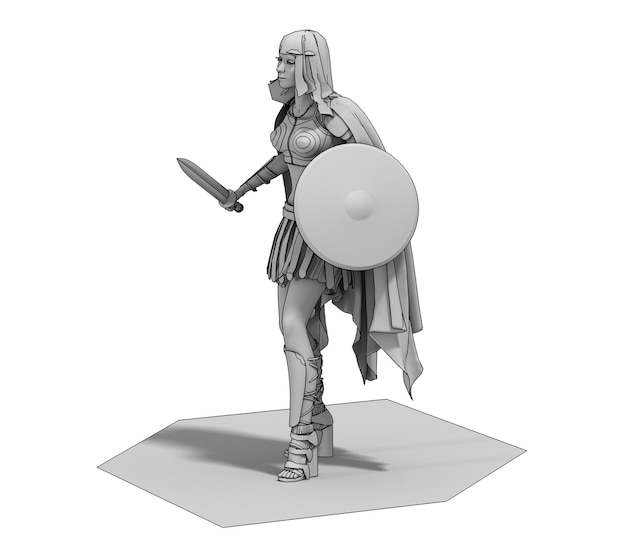 Photo warrior woman character 3d rendering illustration