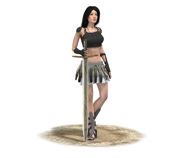 warrior woman character 3D rendering illustration