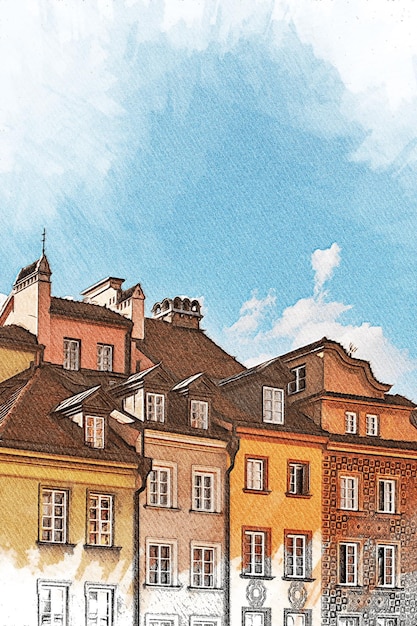 Warsaw Poland Color Pencil Landscape