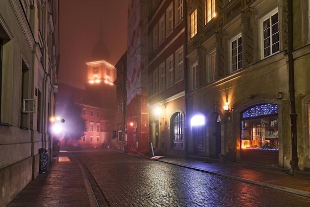 Warsaw POLAND October 22 2023 Urban landscape in the old part of the city with fog