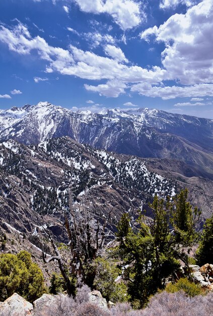 Wasatch front mount olympus peak hiking trail inspiring views in spring via bonneville shoreline rocky mountains salt lake city utah united states usa