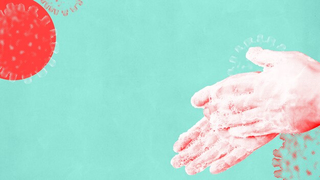 Wash your hands against the germs green background