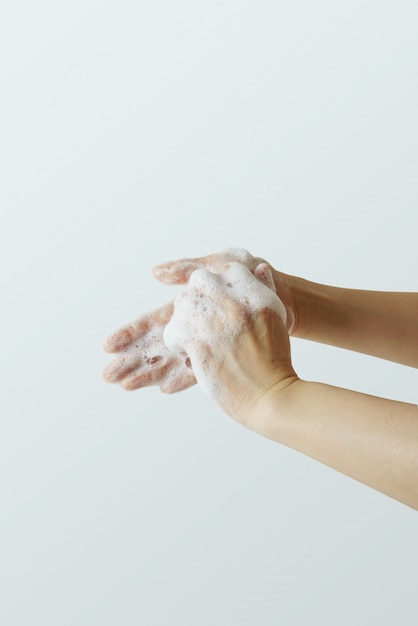 Photo wash your hands. hygiene. hand clean to prevent infection.