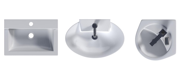 Washbasin isolated on white background sink 3D illustration cg render