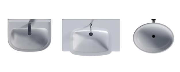 Washbasin isolated on white background sink 3D illustration cg render