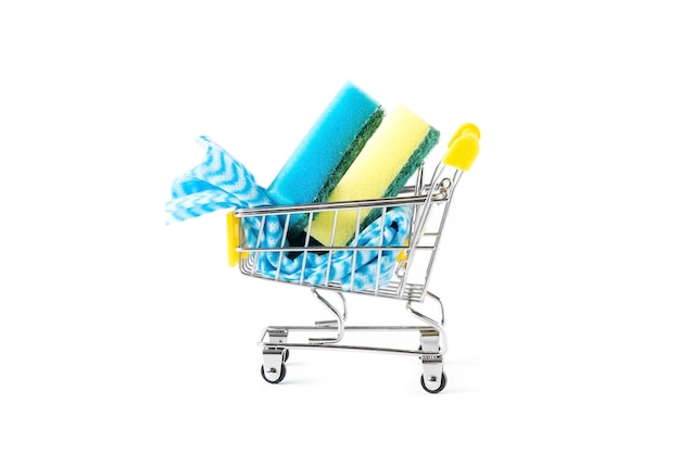 Photo washcloths for washing dishes in a toy cart