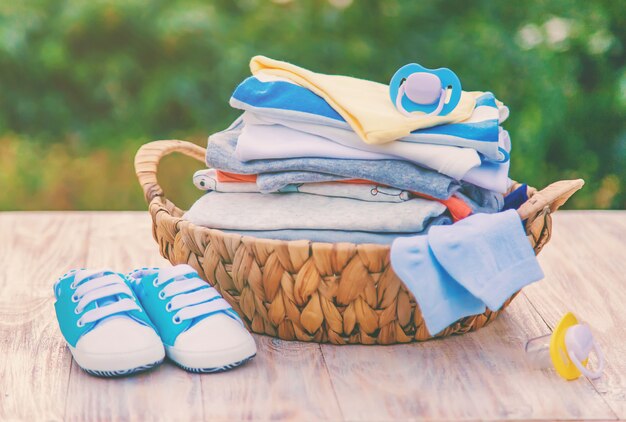 Washing baby clothes, Linen dries in the fresh air