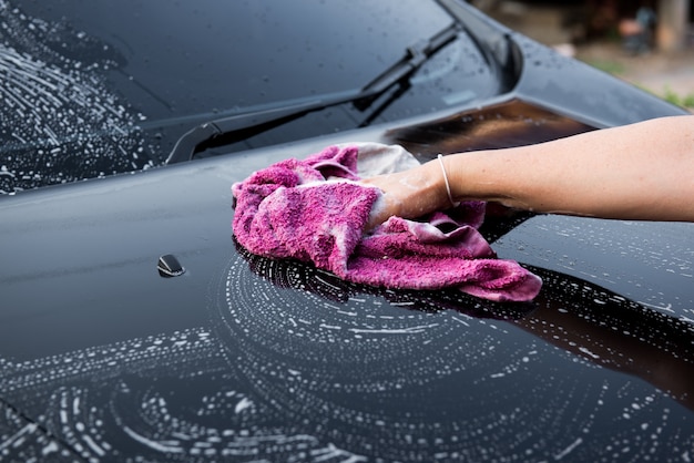 washing a car