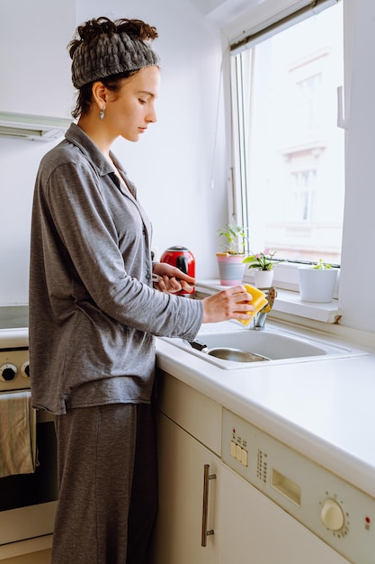 Washing dishes household chores