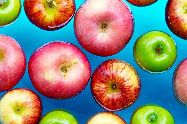 Washing fresh apples in the water