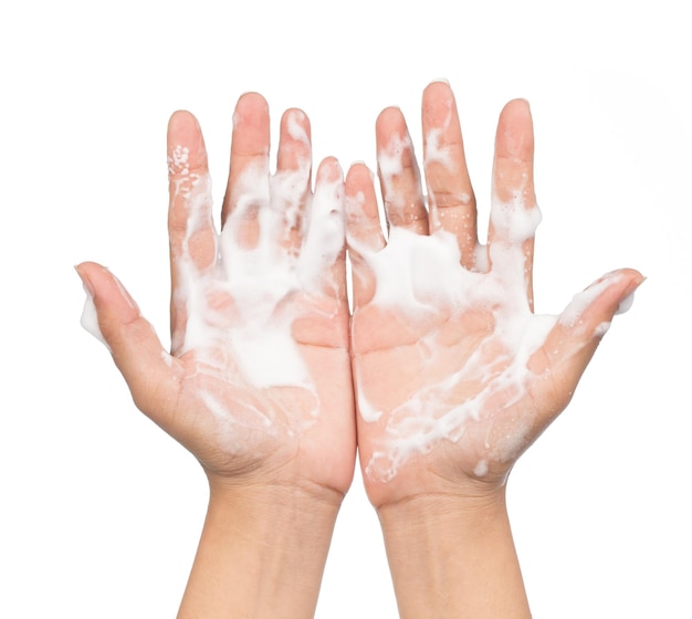 Photo washing hands, isolated on white background