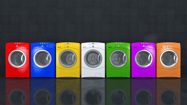 Photo washing machine colors  3d rendering