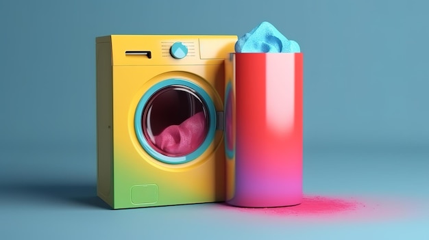 Washing machine drum Laundry washing powder concept Generative Ai