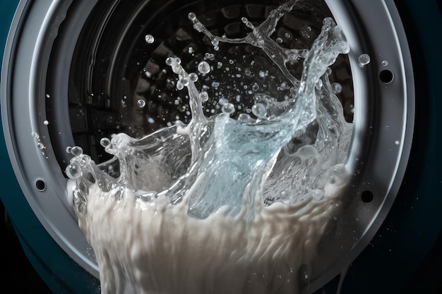 Washing machine drum with water splashes Generate ai