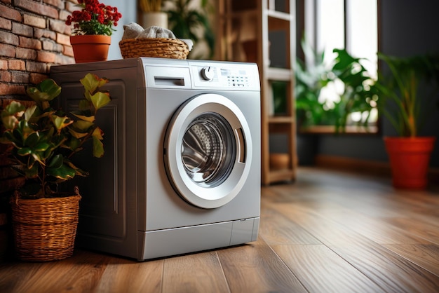 Washing machine in the interior of the house