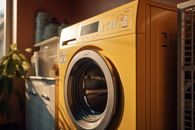 Washing machine in room interior natural light from the window AI Generated