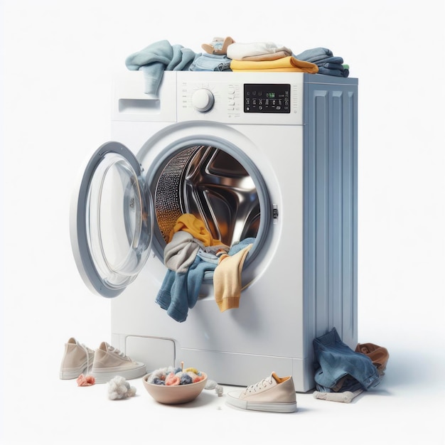 washing machine on white background ai generative