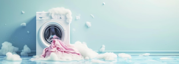 Washing Machine With Pink Cloth