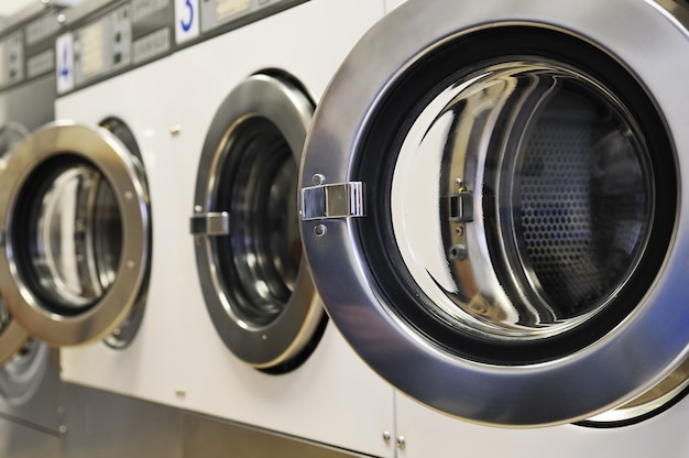 washing machines in a laundromat