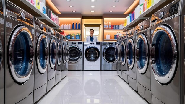 Washing mashines in appliance store