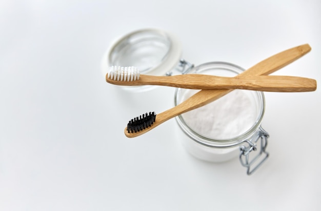 washing soda and wooden toothbrushes