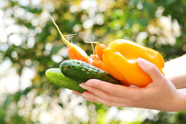 Washing vegetables outdoors