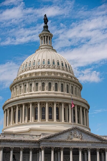 Washington DC Capitol detail on cloudy sky