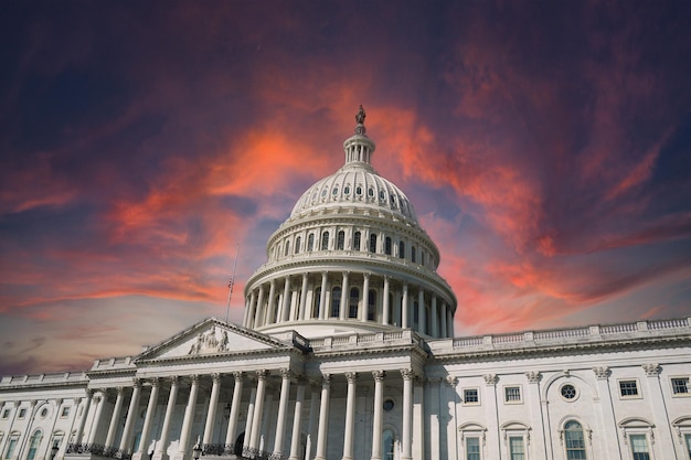 Washington dc capitol detail at sunset