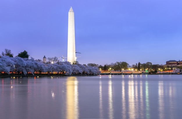 Washington Monument in de schemering DC