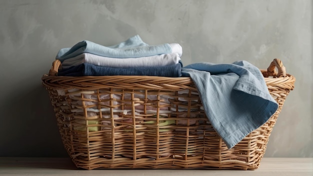 Wasmand met gevouwen kleren