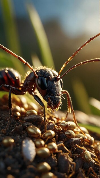 Photo a wasp is on a plant with the number 3 on it