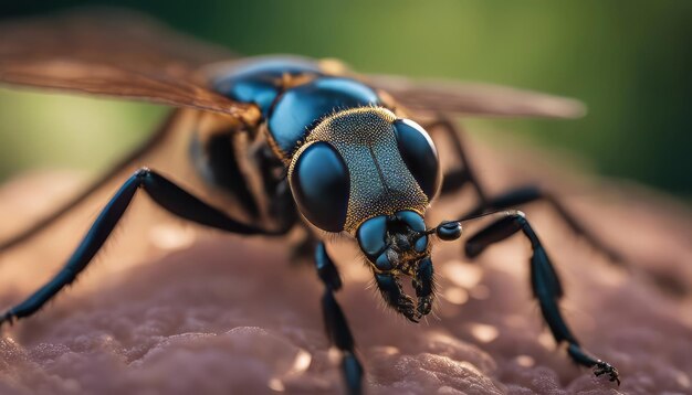 Wasp on the skin of a human Closeup