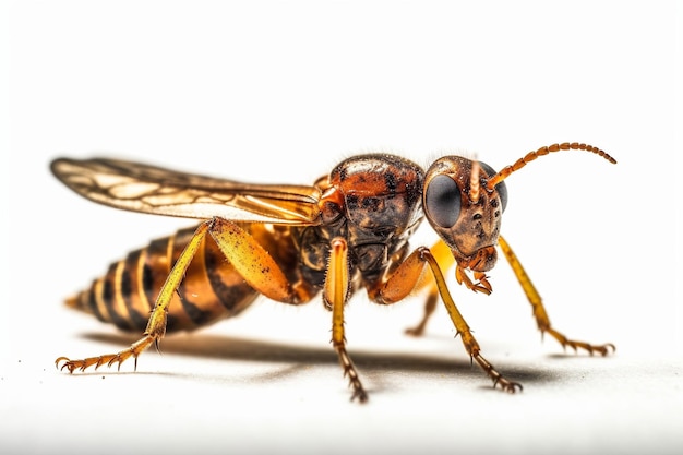 A wasp that is on a table