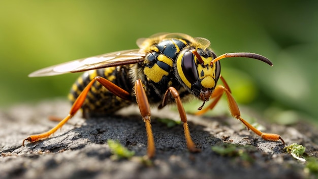 Wasp on the tree macro photography