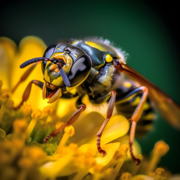 Photo a wasp on yellow flowers