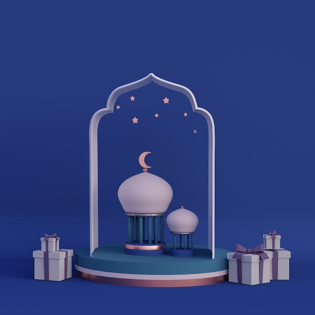 wassende maan Arabische lantaarn ramadan kareem mawlid iftar isra miraj 3D-rendering