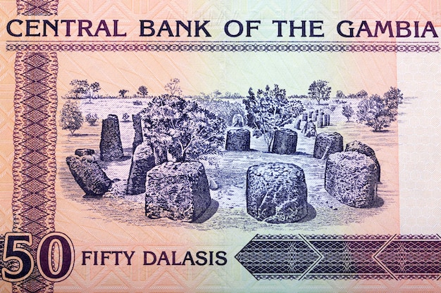 Wassu stone circles from Gambian money